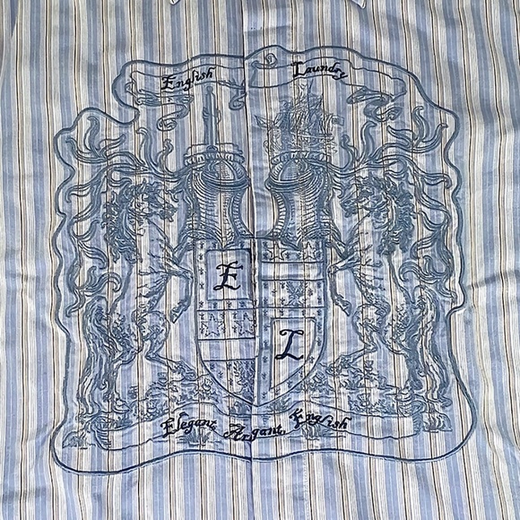 English Laundry Embroidered Blue Stripe Shirt - Picture 5 of 8